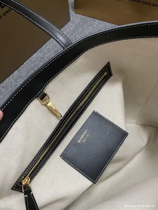 Official First Bag Ru Check bag-34*14*28CM Medium BURBERRY Tote 0526